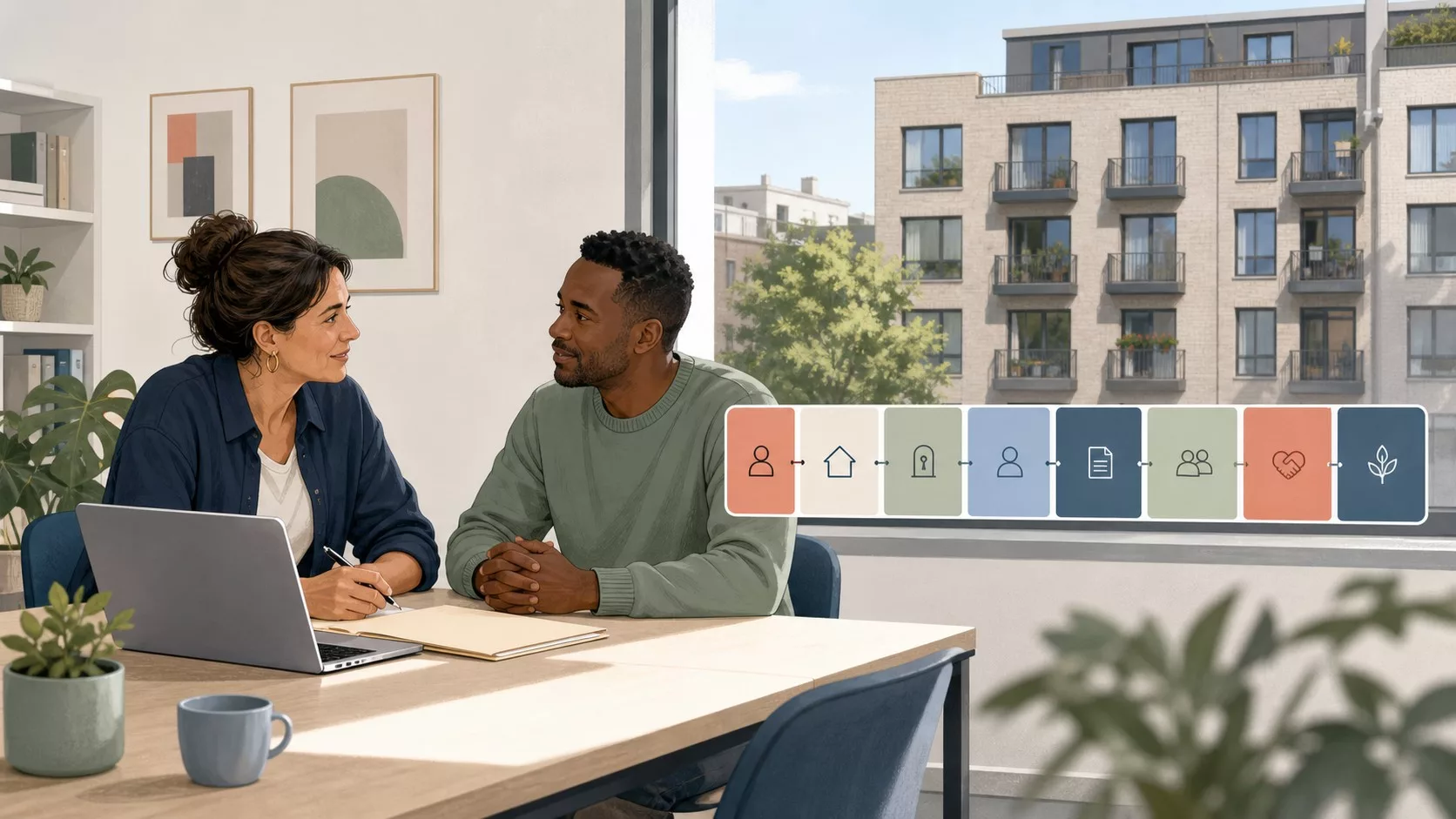 Illustration de l’article : Les 8 principes du Housing First : accompagner durablement sans réduire la personne à son logement